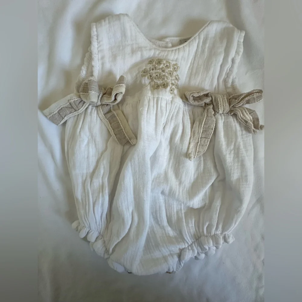 Elegant White and Tan Baby Diaper Cover